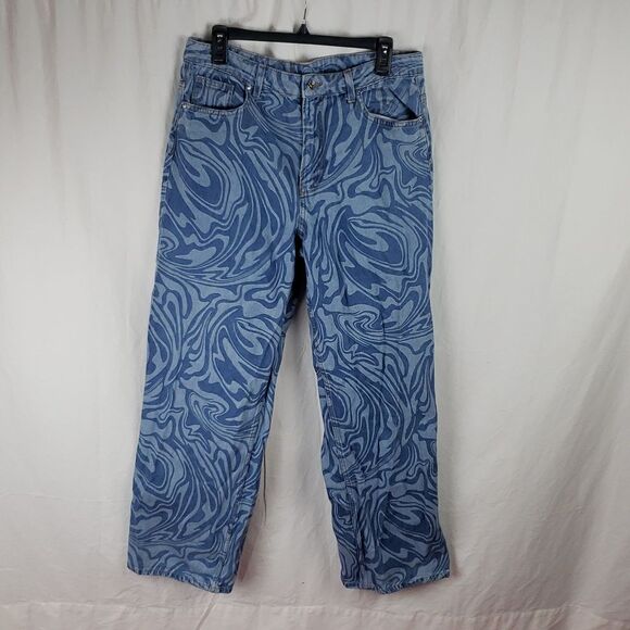 H&m Divided Women's 10 Swirl Blue Jeans - Picture 1 of 15